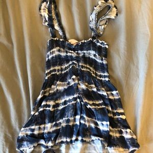 Blue and white tie die top